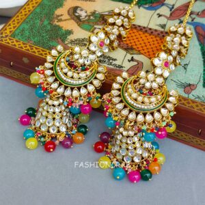 Devi Earrings with Chain Multicolor