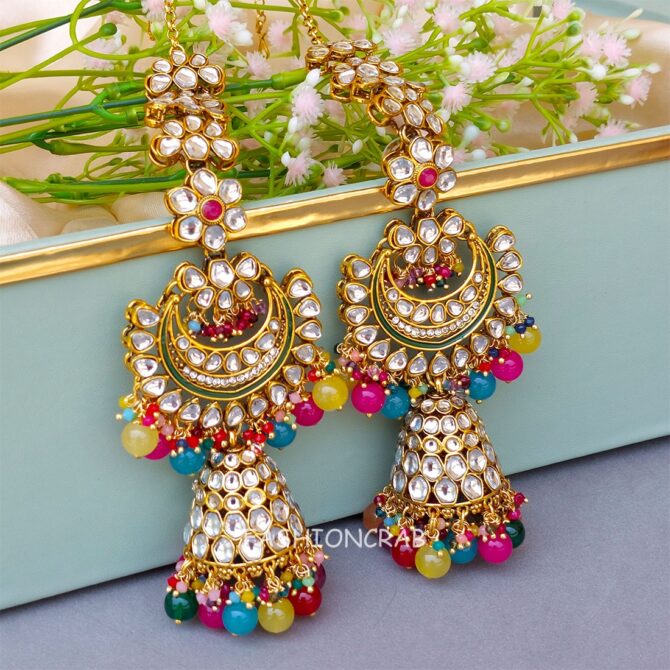 Devi Earrings with Chain Multicolor Devi Earrings with Chain Multicolor