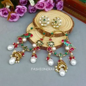 Ekisha Kundan Parrot Earrings