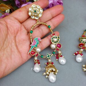 Ekisha Kundan Parrot Earrings