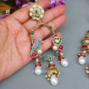 Ekisha Kundan Parrot Earrings