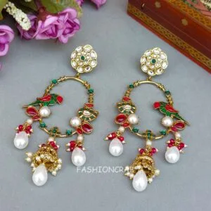 Ekisha Kundan Parrot Earrings