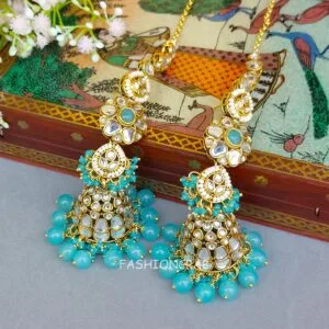 Eshita Earrings with Chain Blue