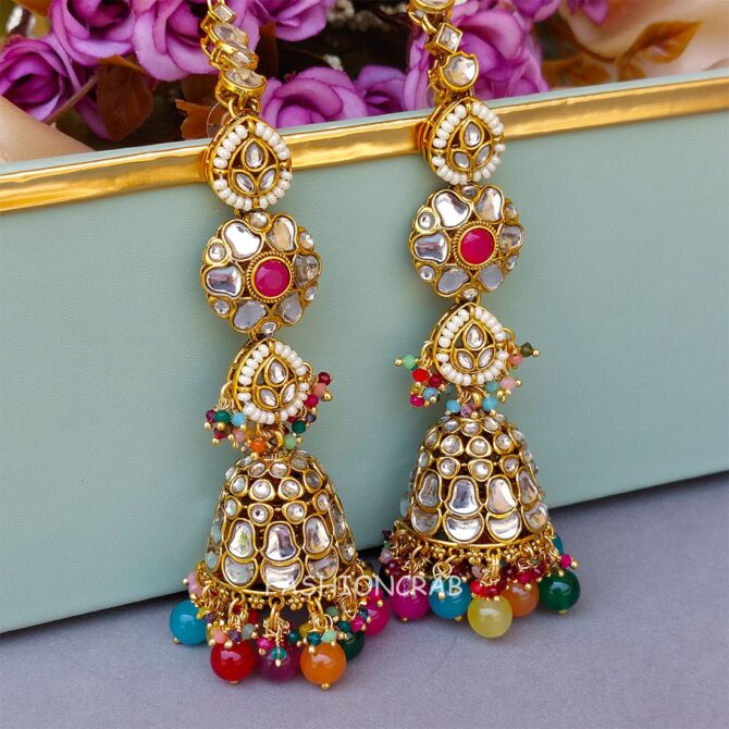 Eshita Earrings with Chain Multicolor