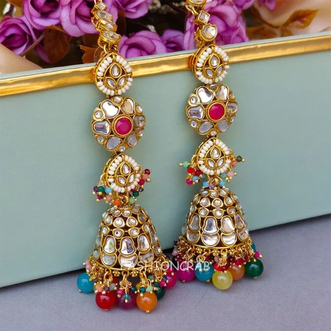 Eshita Earrings with Chain Multicolor