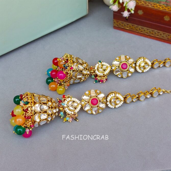 Eshita Earrings with Chain Multicolor