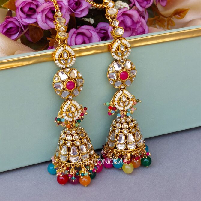 Eshita Earrings with Chain Multicolor Eshita Earrings with Chain Multicolor