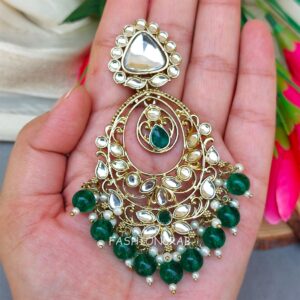 Falak Earrings for Saree Green