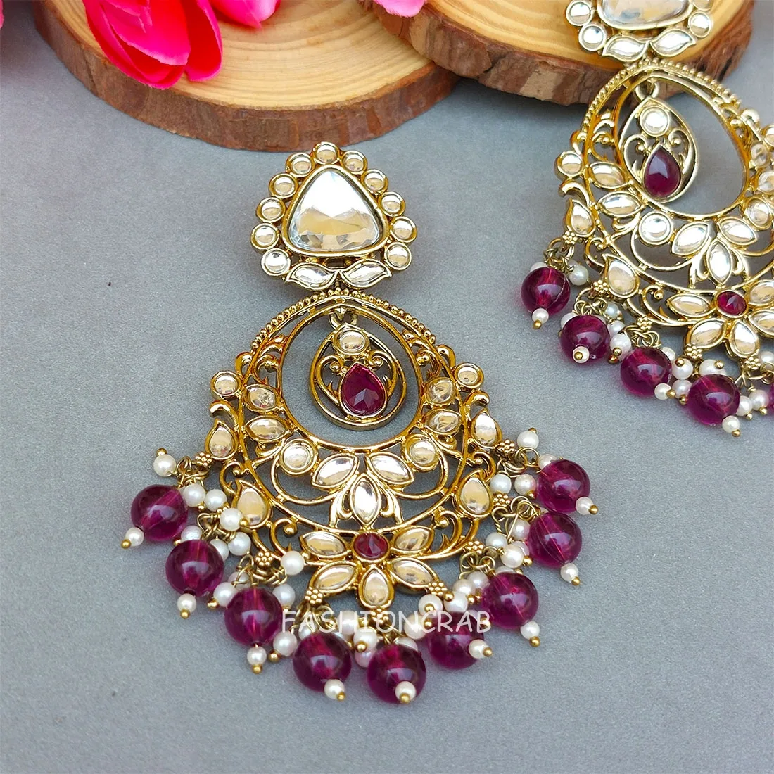 Falak Earrings for Wine Saree