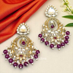 Falak Earrings for Wine Saree