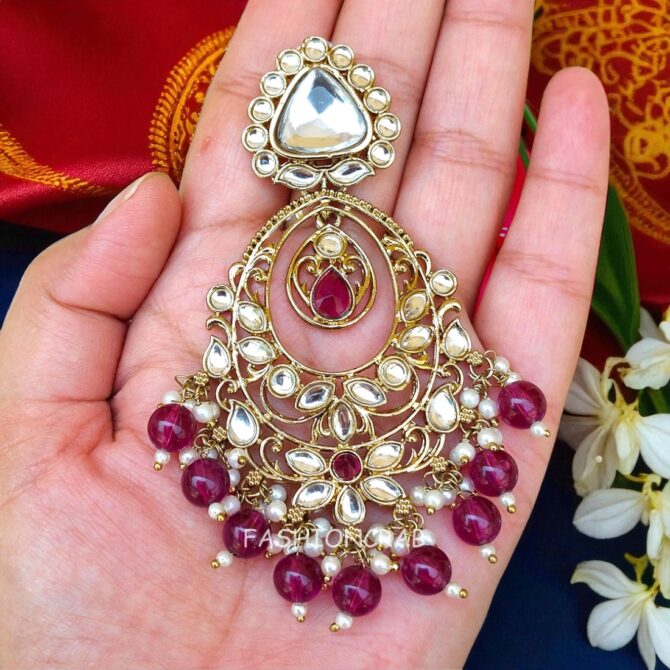 Falak Earrings for Wine Saree