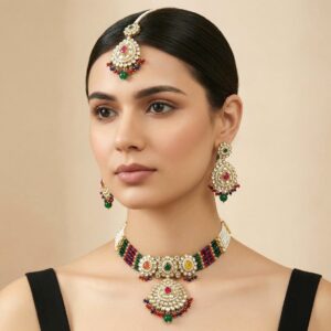 Farzana Multicolor Kundan Choker Necklace