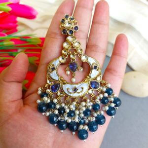 Gunjan Kundan Earrings Blue