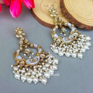 Gunjan Kundan Earrings White