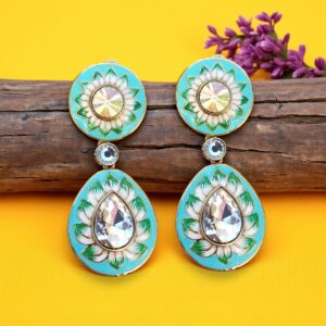Inaya Kundan Earrings - Blue