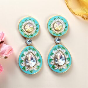 Inaya Kundan Earrings - Blue