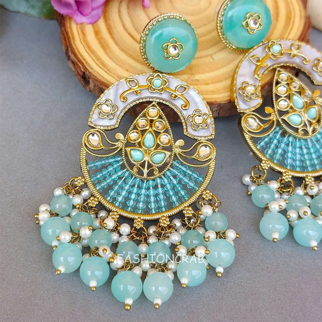 Ira Kundan Pearl Earrings
