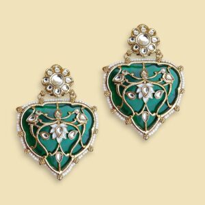 Jiyana Green Big Kundan Earrings