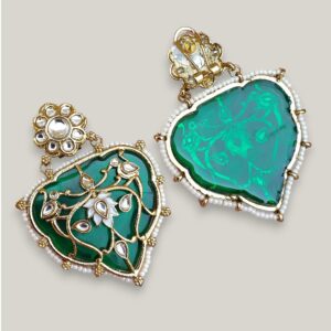 Jiyana Green Big Kundan Earrings