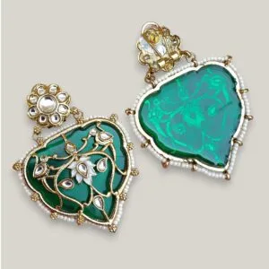 Jiyana Green Big Kundan Earrings