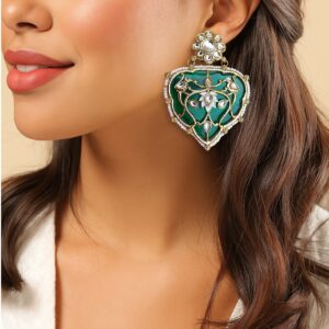 Jiyana Green Big Kundan Earrings