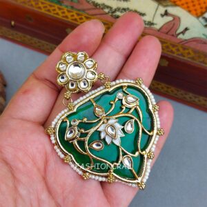 Jiyana Kundan Earrings Green