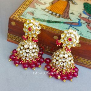 Khushbu Kundan Jhumka Pink