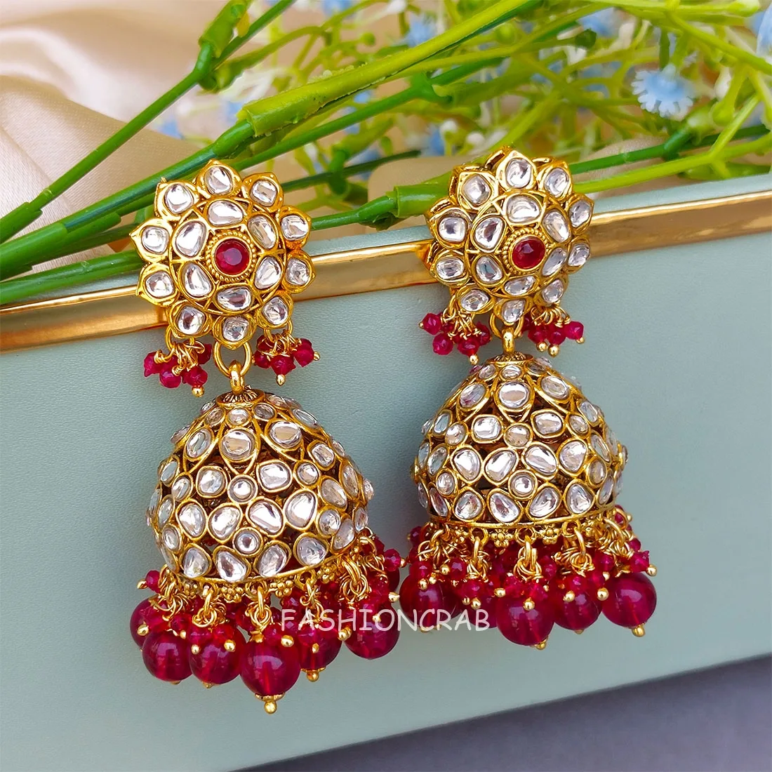 Khushbu Kundan Jhumka Pink