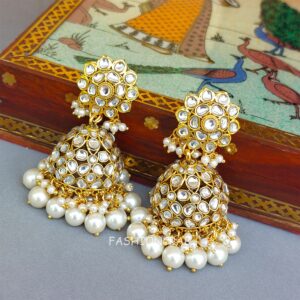 Khushbu Kundan Jhumka White