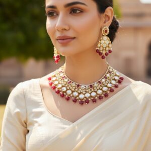 Kundan Jewellery Set for Maroon Lehenga