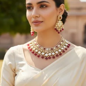Kundan Jewellery Set for Maroon Lehenga