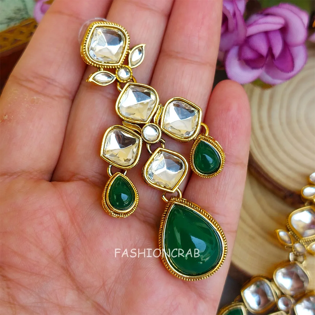 Kundan Necklace for Green Saree