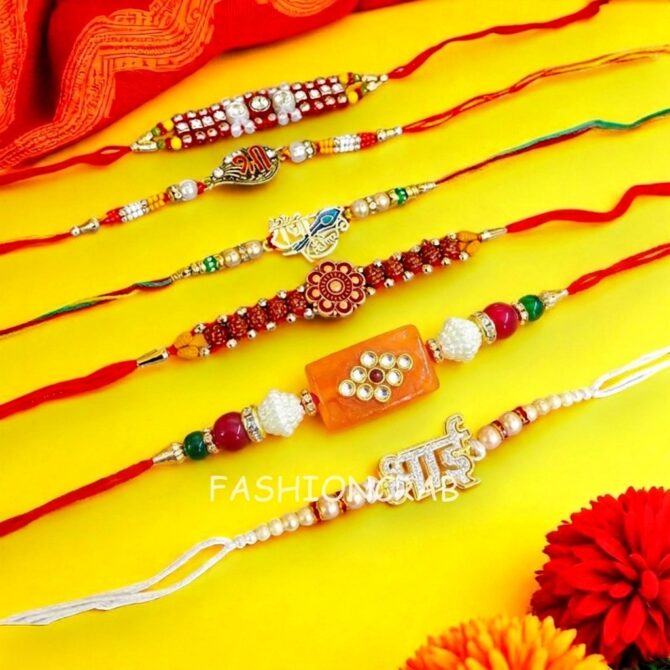Kundan Rakhi Set of 6-05 Kundan Rakhi Set of 6