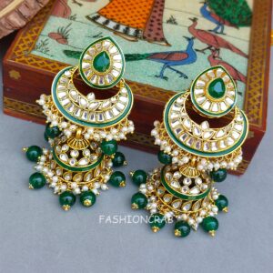 Meera Kundan Jhumka Green