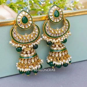 Meera Kundan Jhumka Green
