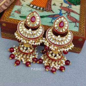 Meera Kundan Jhumka Maroon