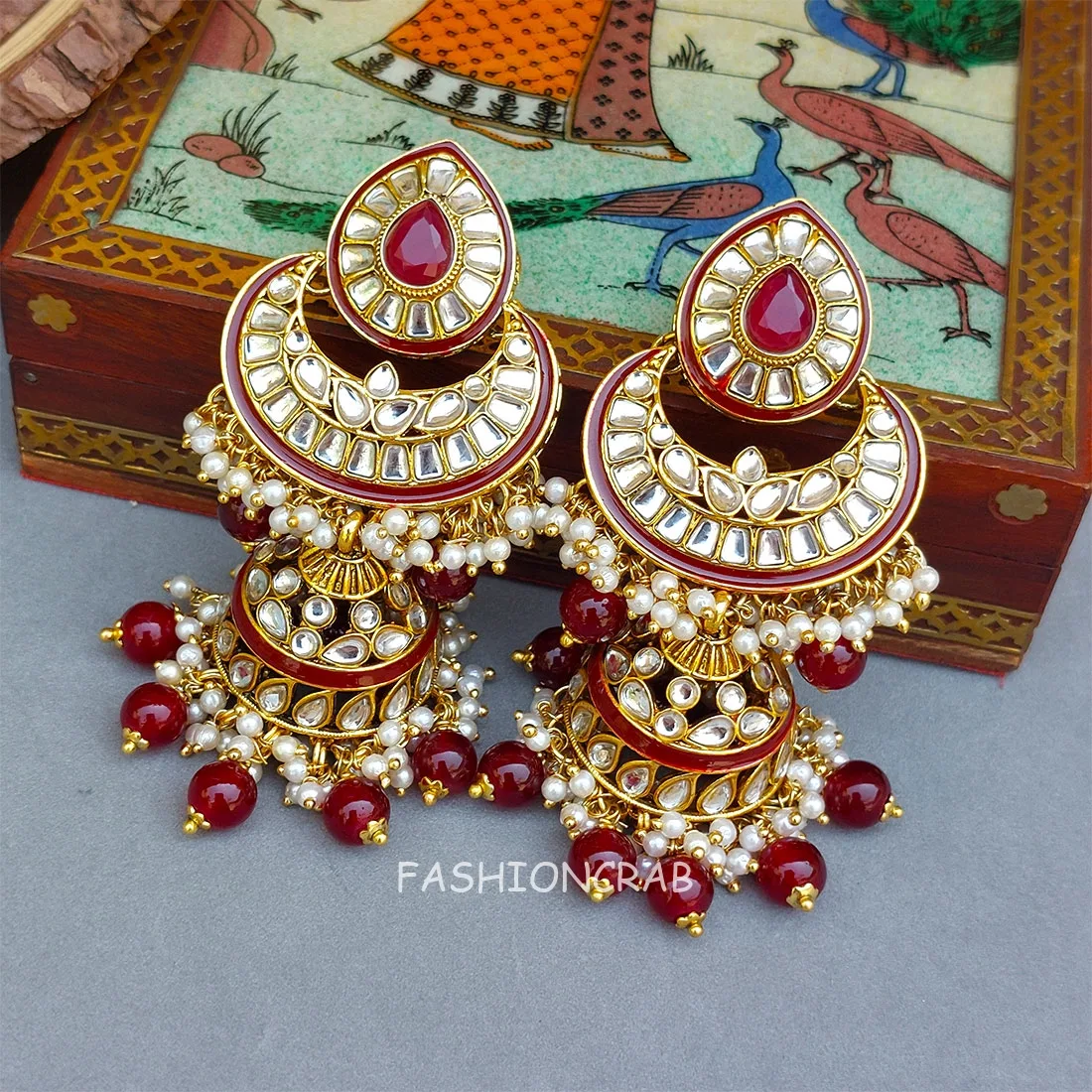 Meera Kundan Jhumka Maroon