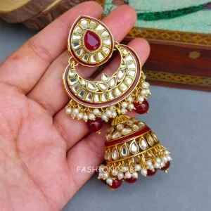 Meera Kundan Jhumka Maroon