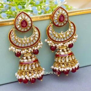 Meera Kundan Jhumka Maroon