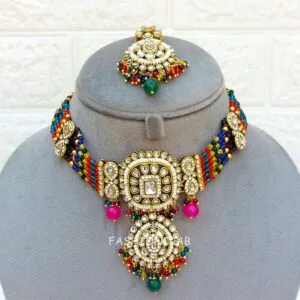 Multicolor Kundan Necklace for Wedding