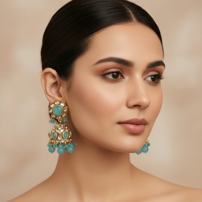 Naina Blue Kundan Jhumka Naina Blue Kundan Jhumka