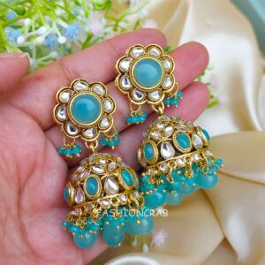 Naina Kundan Jhumka Blue