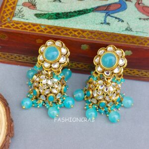 Naina Kundan Jhumka Blue