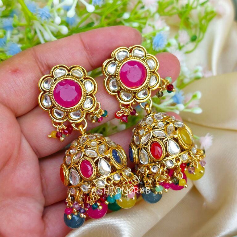 Naina Kundan Jhumka Multicolor