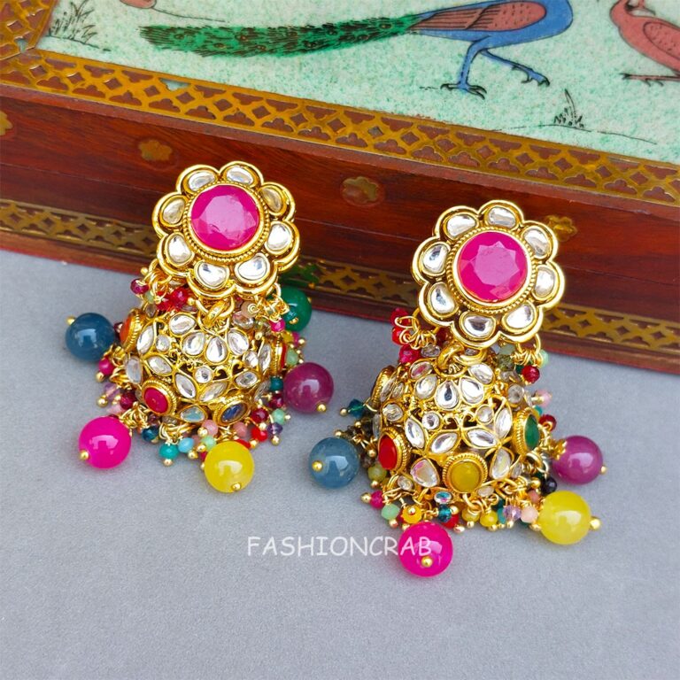 Naina Kundan Jhumka Multicolor