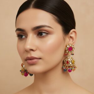 Naina Multicolor Kundan Jhumka