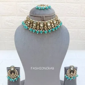Pari Kundan Choker Set Blue
