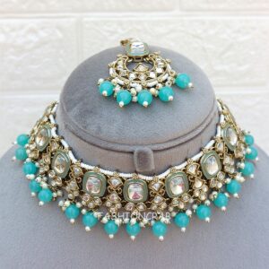 Pari Kundan Choker Set Blue