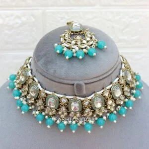 Pari Kundan Choker Set Blue