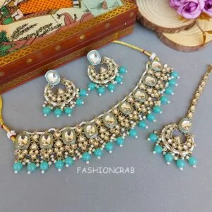Pari Kundan Choker Set Blue